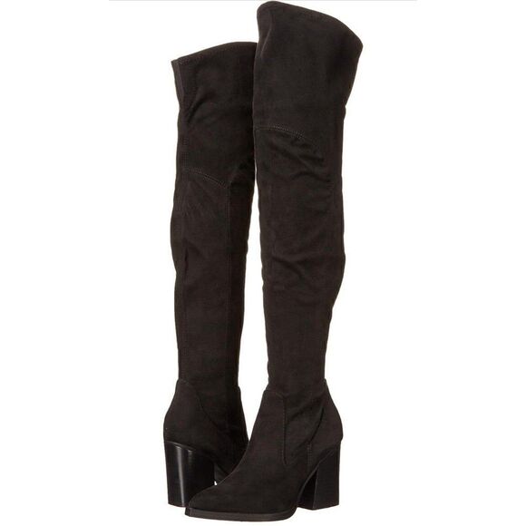 MARC FISHER MEYANA WOMENS FAUX SUEDE POINTED TOE OVER-THE-KNEE BOOTS 5 - Picture 1 of 8